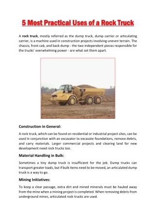 5 Most Practical Uses of a Rock Truck