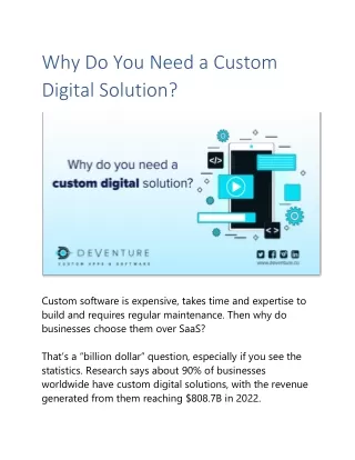Why Do You Need a Custom Digital Solution ?