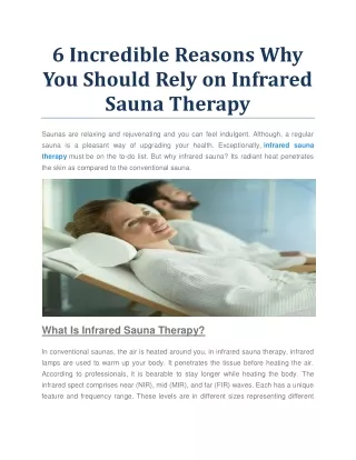 Benefits Of The Infrared Sauna Therapy