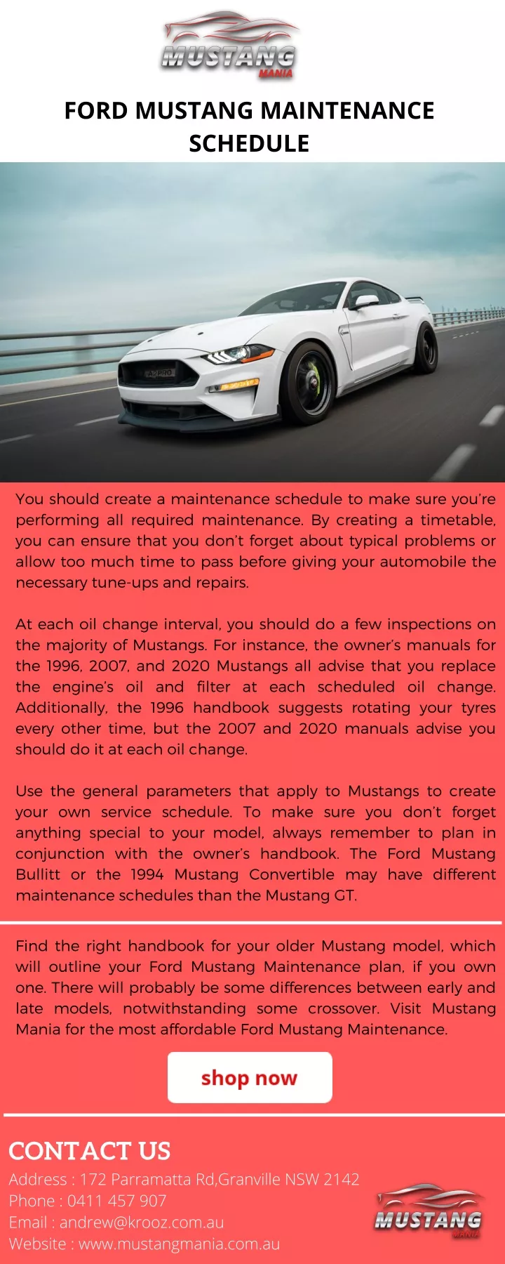 ford mustang maintenance schedule