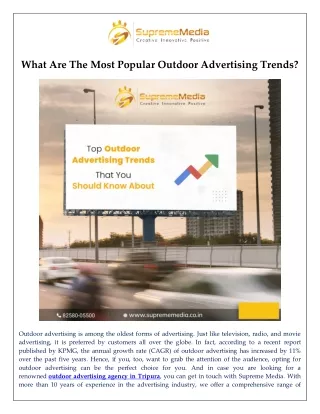 What Are The Most Popular Outdoor Advertising Trends?