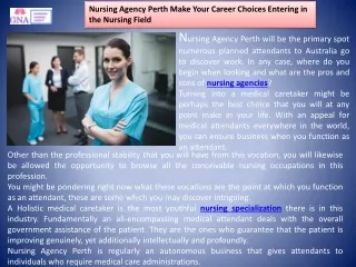 nursing agency perth make your career choices