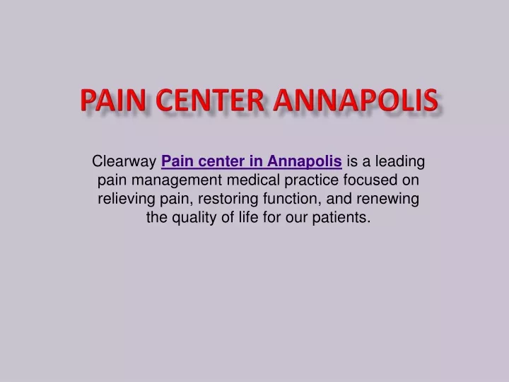 pain center annapolis