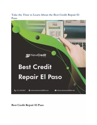 take the time to learn about the best credit