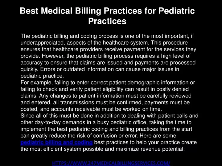 best medical billing practices for pediatric practices