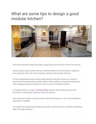 What are some tips to design a good modular kitchen