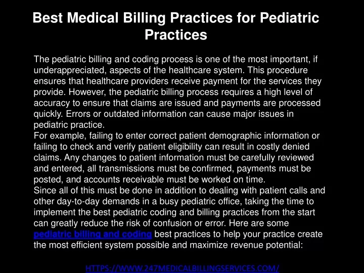 best medical billing practices for pediatric