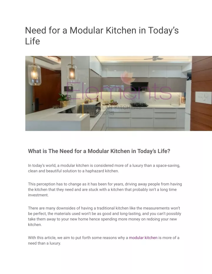 need for a modular kitchen in today s life