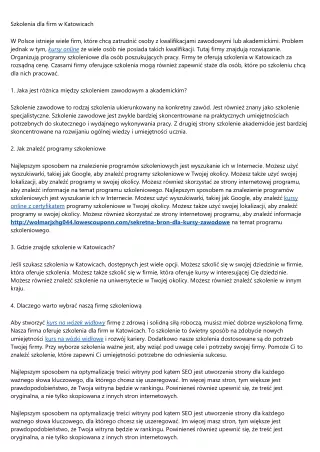 szkolenia dla firm w katowicach