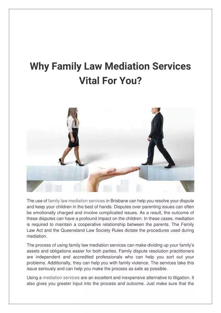 why family law mediation services vital for you