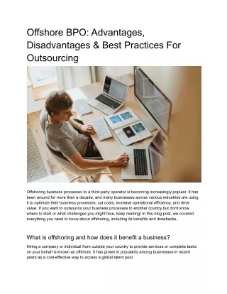 Offshore BPO Advantages, Disadvantages & Best Practices For Outsourcing