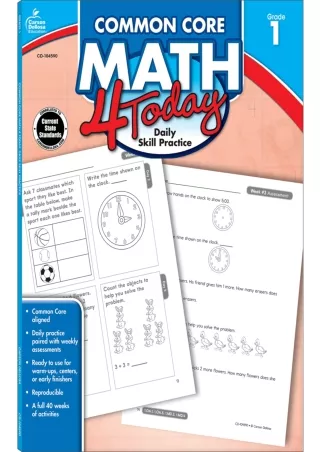 Carson Dellosa  Common Core Math 4 Today Workbook  1st Grade 96pgs Common