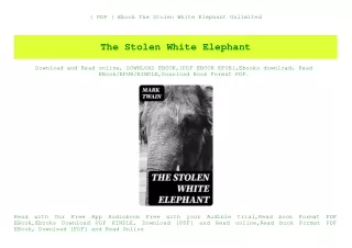{ PDF } Ebook The Stolen White Elephant Unlimited