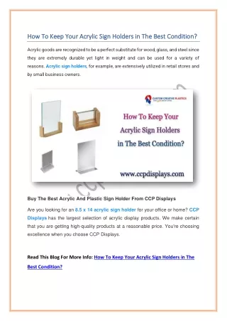 how to keep your acrylic sign holders in the best