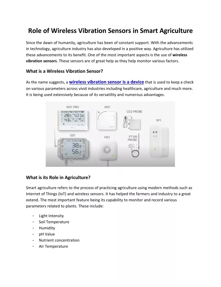 role of wireless vibration sensors in smart