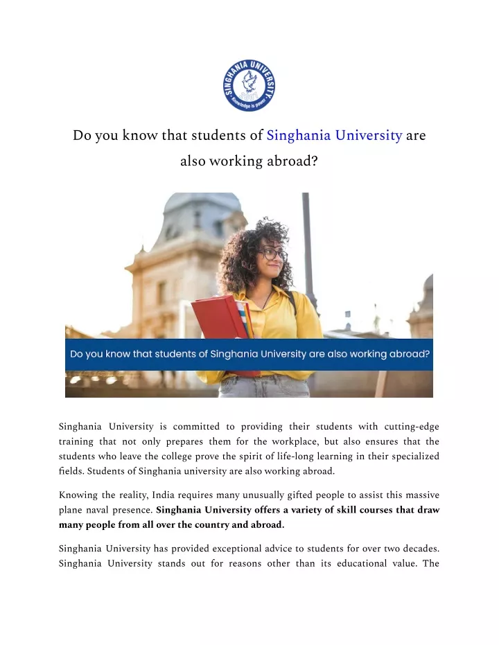 do you know that students of singhania university