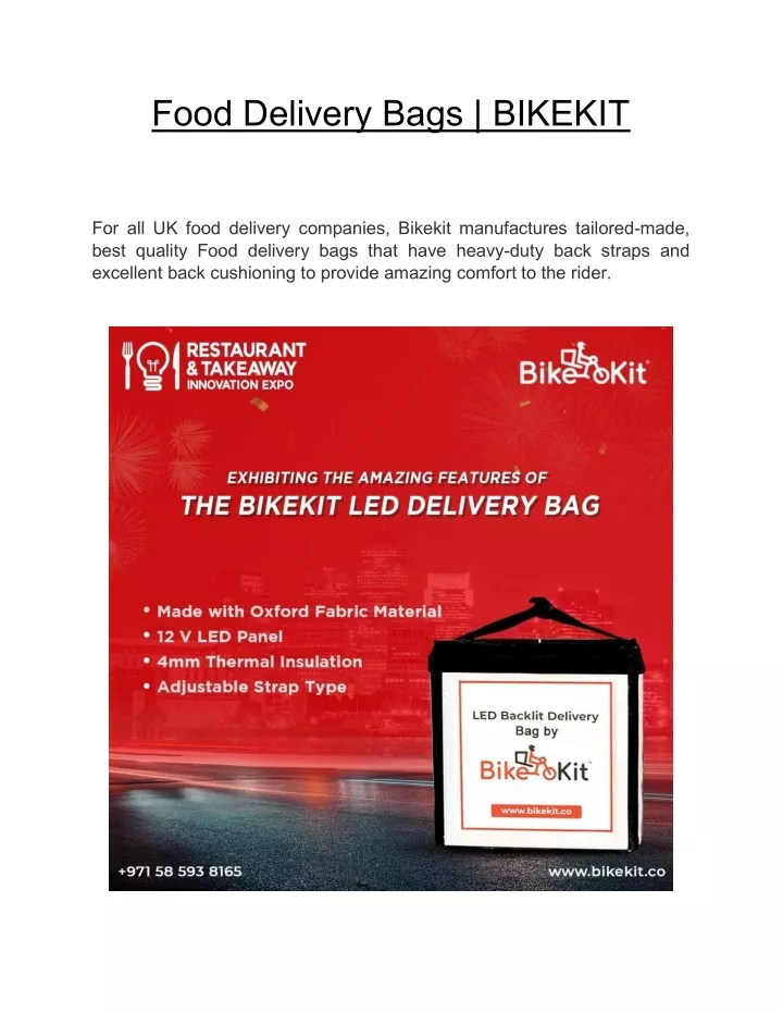 food delivery bags bikekit