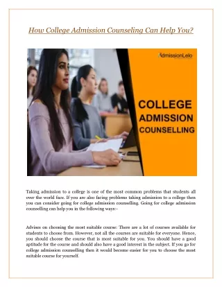 How College Admission Counseling Can Help You?