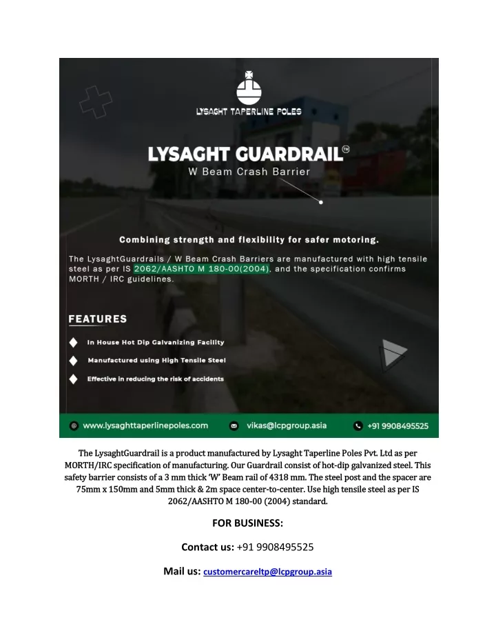 the lysaghtguardrail is a product manufactured