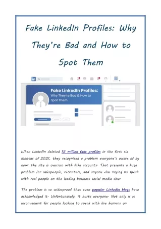 Fake LinkedIn Profiles -Why They’re Bad and How to Spot Them