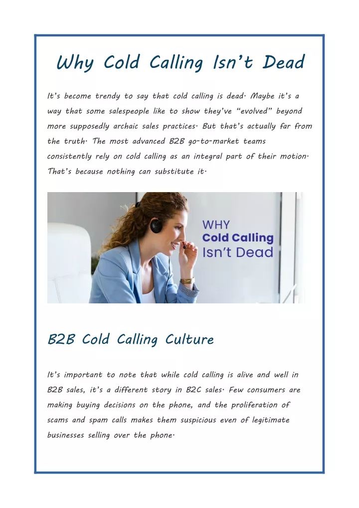 why cold calling isn t dead