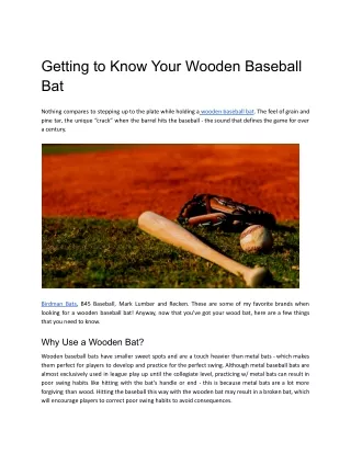 Getting to Know Your Wooden Baseball Bat