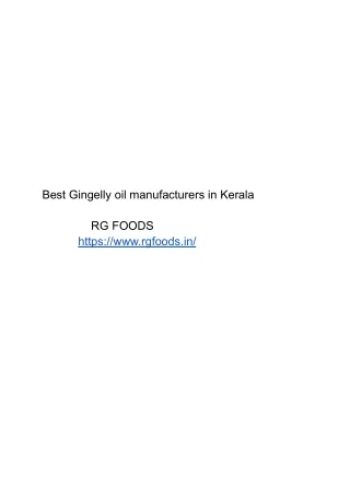 Best Gingelly oil manufacturers in Kerala