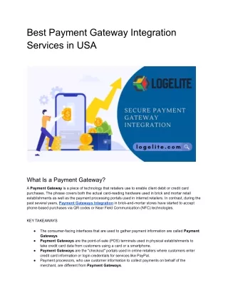 Best Payment Gateway Integration Services in USA
