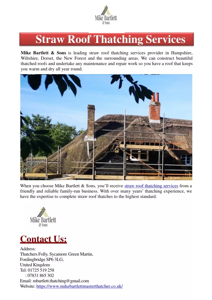 straw roof thatching services