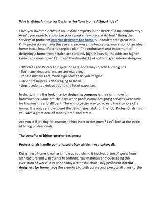 why is hiring an interior designer for your home