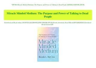 EPUB$ Miracle Minded Medium The Purpose and Power of Talking to Dead People [KINDLE EBOOK EPUB]