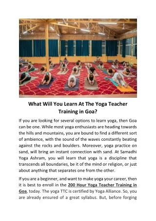 What Will You Learn At The Yoga Teacher Training in Goa?