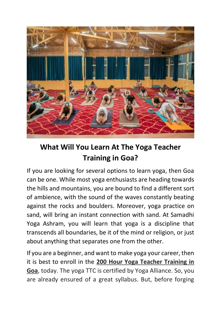what will you learn at the yoga teacher training