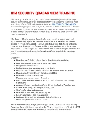 ibm security qradar siem training