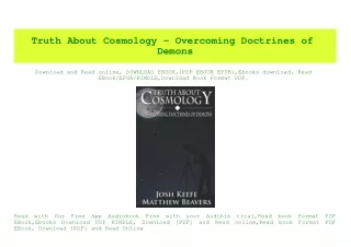 (READ-PDF!) Truth About Cosmology - Overcoming Doctrines of Demons ebook