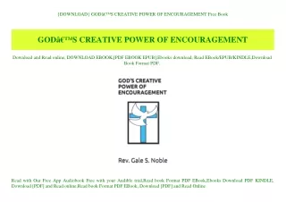 {DOWNLOAD} GODÃ¢Â€Â™S CREATIVE POWER OF ENCOURAGEMENT Free Book