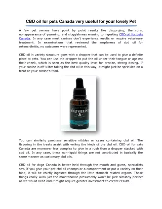 CBD oil for pets Canada very useful for your lovely Pet