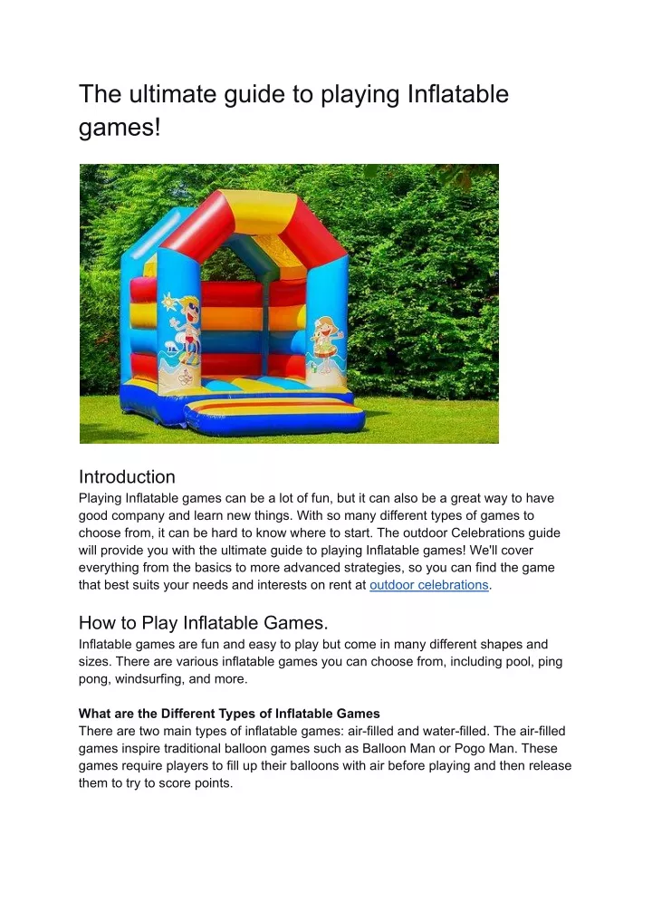 the ultimate guide to playing inflatable games