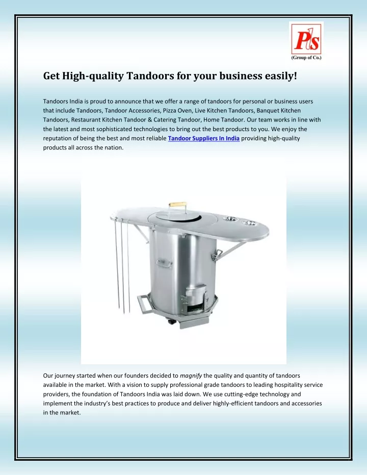 get high quality tandoors for your business easily