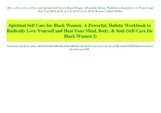 [[F.r.e.e D.o.w.n.l.o.a.d R.e.a.d]] Spiritual Self Care for Black Women A Powerful  Holistic Workbook to Radically Love