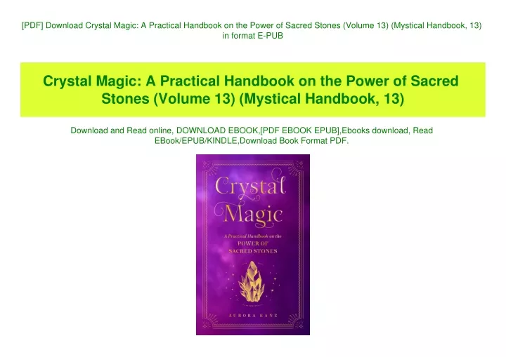 pdf download crystal magic a practical handbook