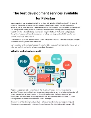 The best development services available for Pakistan