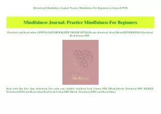 (Download) Mindfulness Journal Practice Mindfulness For Beginners in format E-PUB