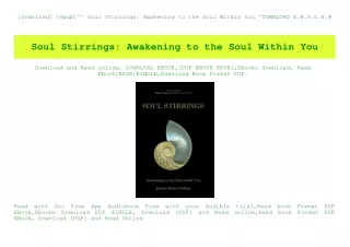 [Download] [epub]^^ Soul Stirrings Awakening to the Soul Within You ^DOWNLOAD E.B.O.O.K.#