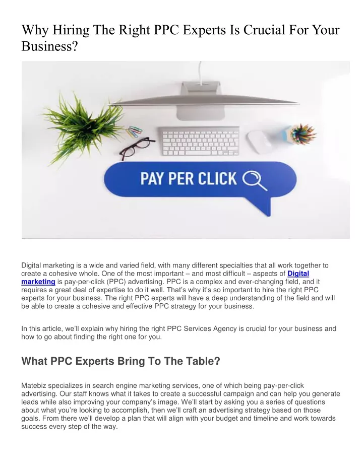 why hiring the right ppc experts is crucial