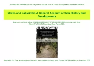 DOWNLOAD FREE Mazes and Labyrinths A General Account of their History and Developments PDF Full