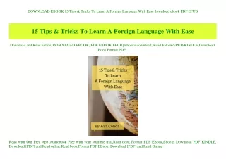DOWNLOAD EBOOK 15 Tips & Tricks To Learn A Foreign Language With Ease download ebook PDF EPUB