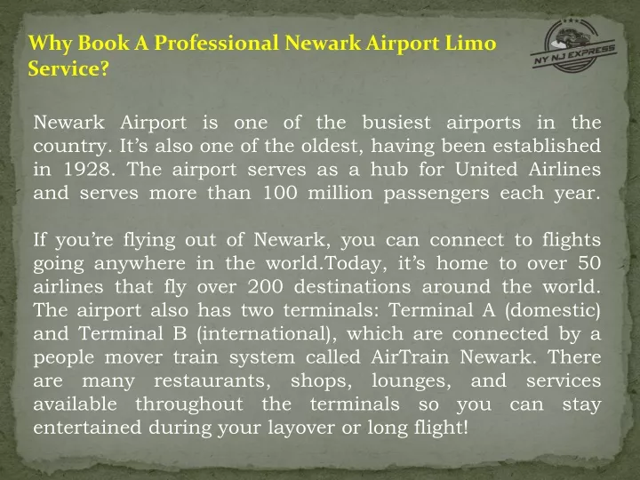 why book a professional newark airport limo