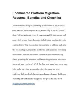 Ecommerce Platform Migration