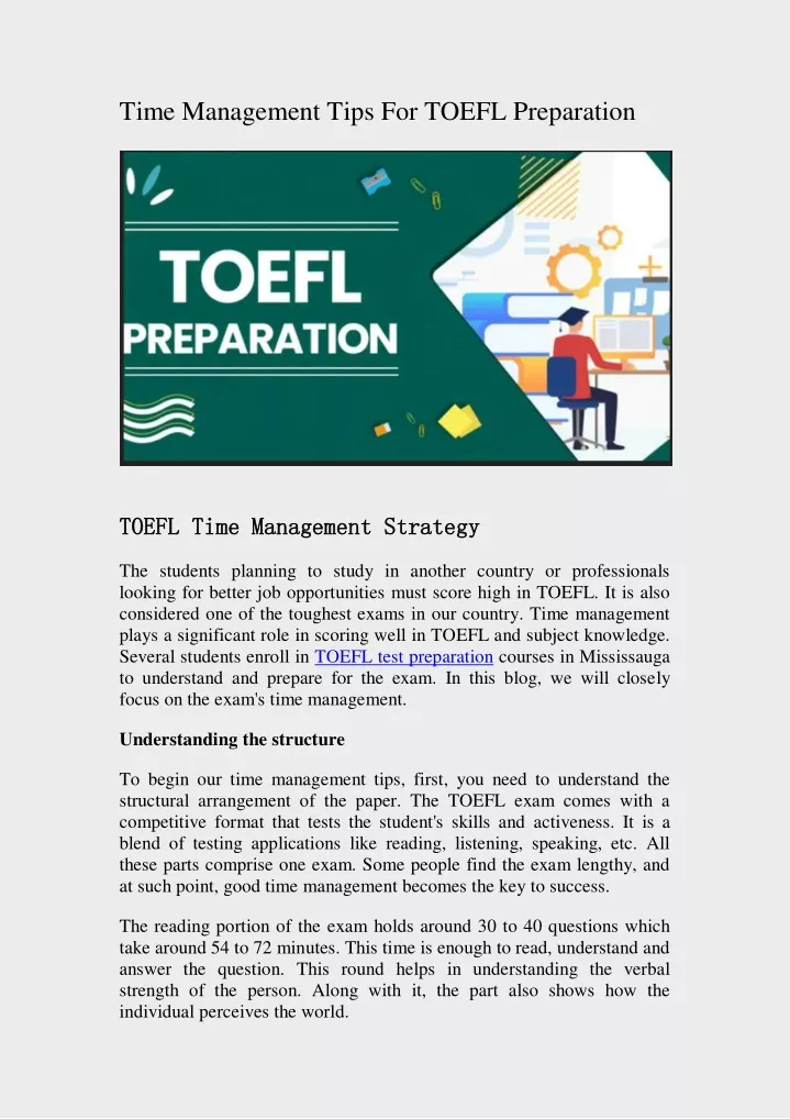 time management tips for toefl preparation
